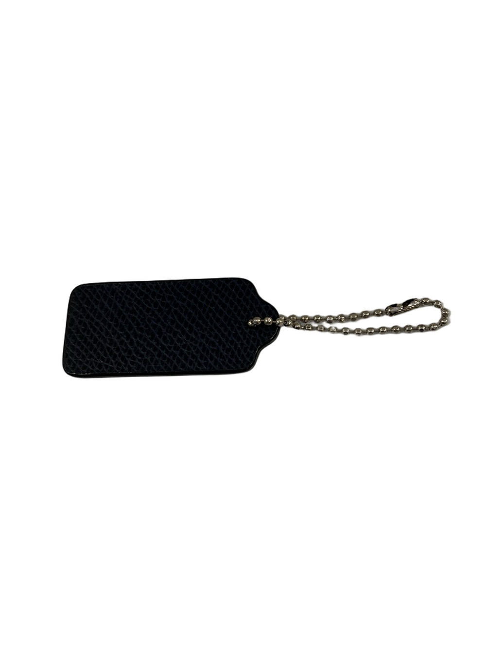 Coach Black Leather Tag Key Holder with Silver Ball Chain - Picture 4 of 5
